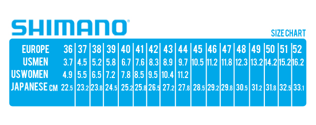 Shimano Cycling Shoe Size Chart